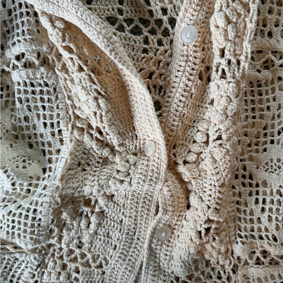 Zara Beige Crochet Lace Cardigan - Picture 8 of 9